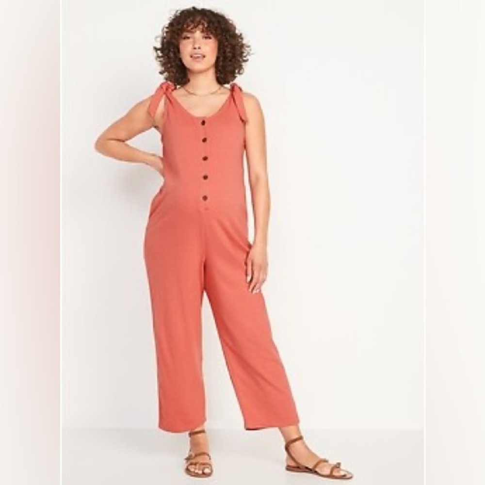 Old Navy Maternity Tie-Shoulder Henley Jumpsuit